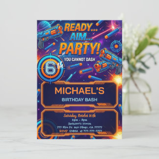 Dart Gun Birthday Invitation Inbjudningar