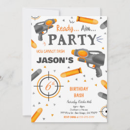 Dart Gun Födelsedagsfest Inbjudningar