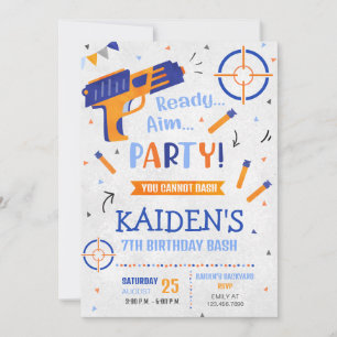 Dart Gun Party Birthday Inbjudningar