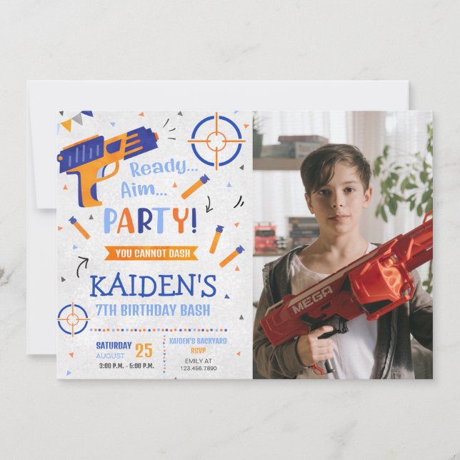Dart Gun Party Birthday Photo Inbjudningar (Framsida)