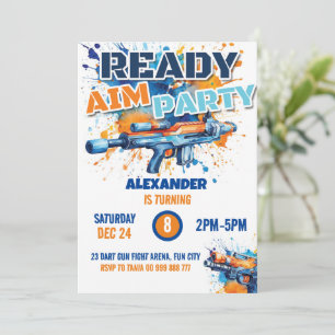 Dart Gun Party Boy Birthday Camo Inbjudningar