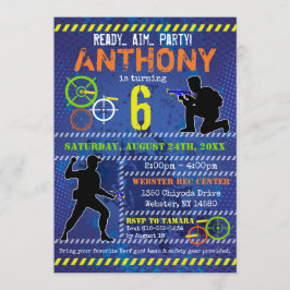 Dart Krig Party Blaster Gun Birthday Inbjudningar