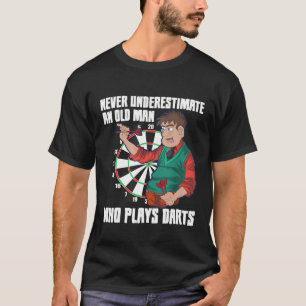 Dart - Manar Gamle man som spelar mörka Darts Pla T Shirt