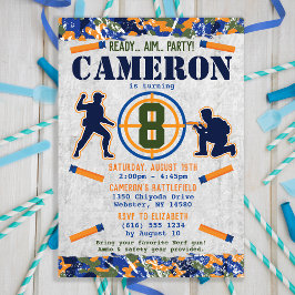 Dart Militär Födelsedagsfest Dart Kamouflage Solda Inbjudningar