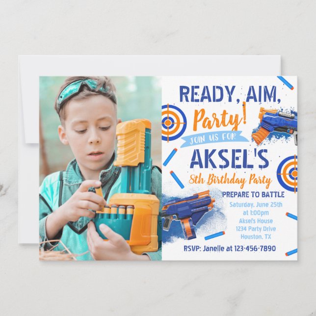 Dart Party Birthday-inbjudan | Photo Dart Inbjudan (Framsida)