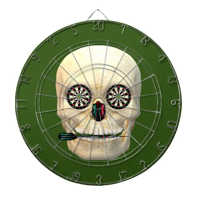Dart Totenkopf mit Pfeil zwischen den Zähnen Darttavla (Framsidan)