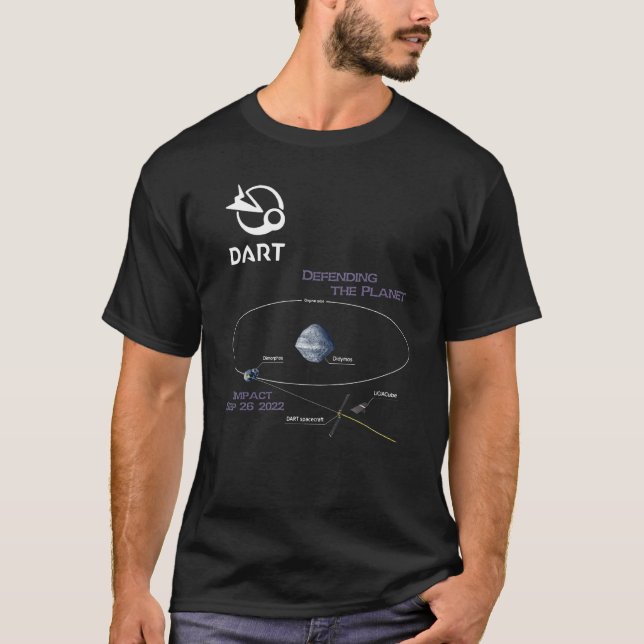 DART trajectory  Defending The Planet  Impact date T Shirt (Framsida)