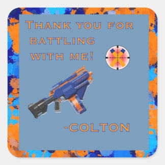 Dart War Party Sticker! Thank you! Fyrkantigt Klistermärke