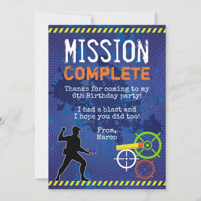 Dart Wars Födelsedagsfest Tack-kort Inbjudningar (Framsida)