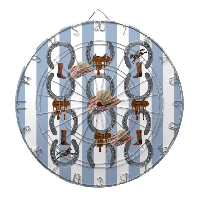 Dartboard Blue & White Rand Horse Saddle Darttavla (Framsidan)