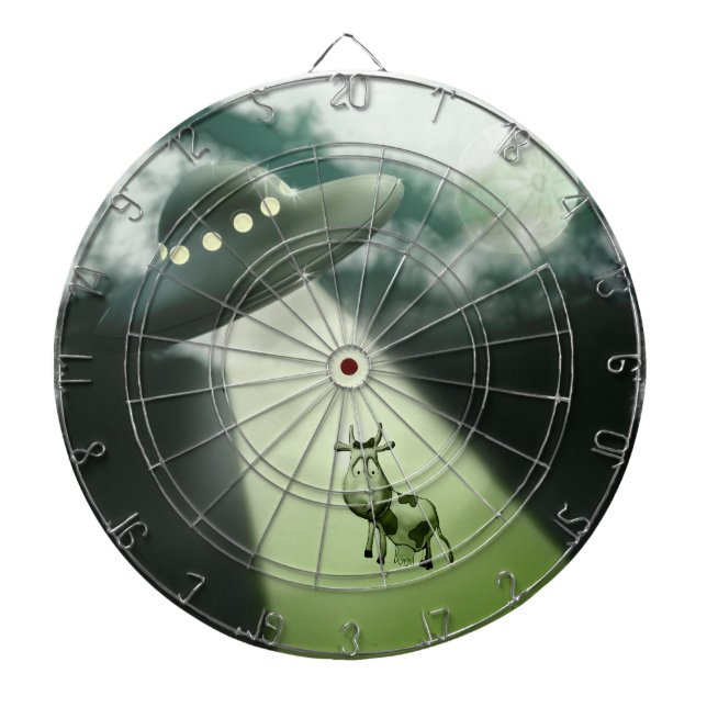 Dartboard Comical UFO Cow Abduction Piltavla (Framsidan)