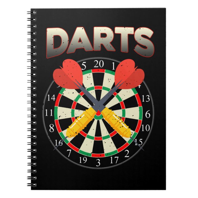 Dartboard Dart Retro Darts Player Anteckningsbok (Framsidan)