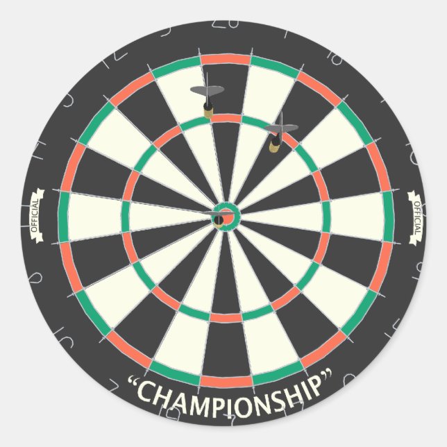 Dartboard & Darts: 3D-modell: Runt Klistermärke (Framsida)