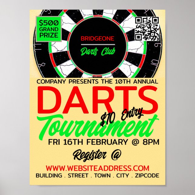 Dartboard Design, Darts Tournament Advertising Poster (Framsidan)