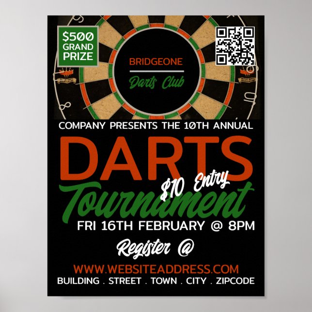Dartboard Design, Darts Tournament Advertising Poster (Framsidan)