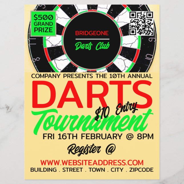 Dartboard Design, Darts Tournament Advertising Reklamblad (Framsidan)