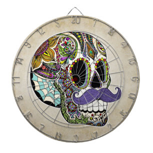 Dartboard för mustaschsockerskalle darttavla