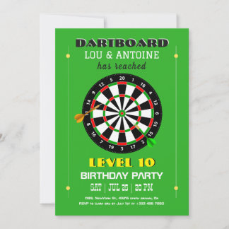 Dartboard Gamer Birthday Invitation Inbjudningar