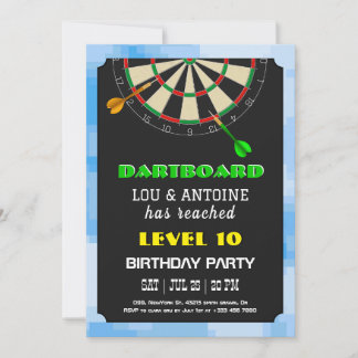 Dartboard Gamer Birthday Invitation Inbjudningar