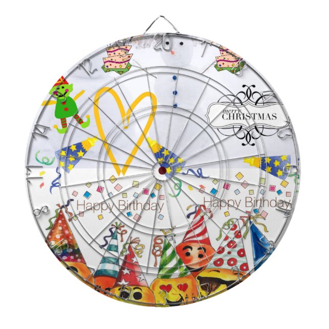 Dartboard God jul Grattis på födelsedagen Darttavla (Framsidan)