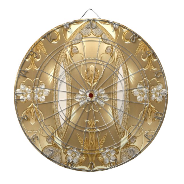 Dartboard guld Ornate Blommigt Darttavla (Framsidan)
