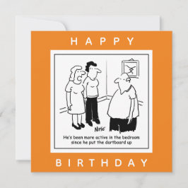 Dartboard i Bedroom. Lustig Tecknad Kort