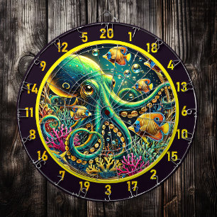 Dartboard i silver-valutorna Octopus Darttavla