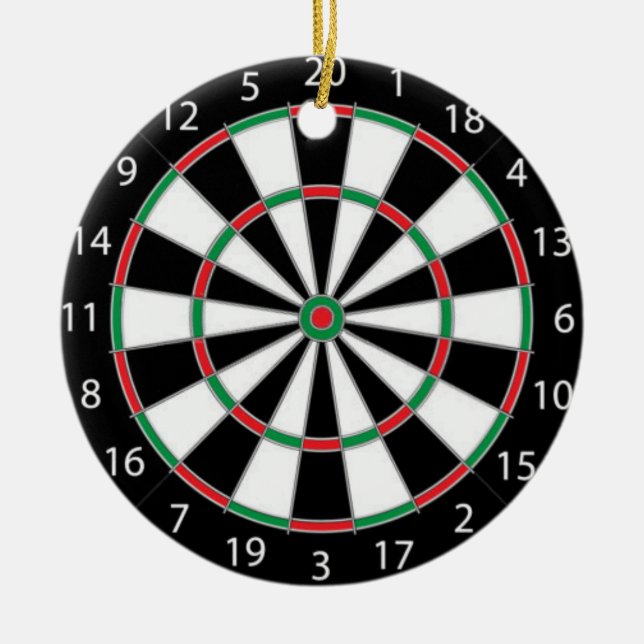 DARTBOARD! (lek av pilar) ~ Julgransprydnad Keramik (Framsidan)