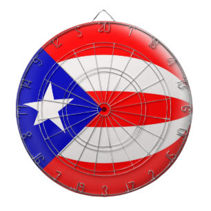 Dartboard med 6 pilPuerto Rico flagga Darttavla