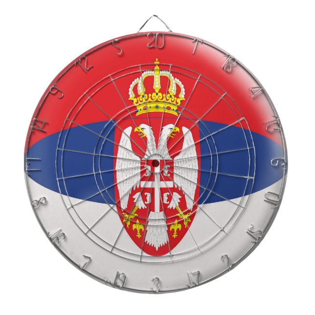 Dartboard med 6 pilSerbia serbiska flagga Piltavla (Framsidan)