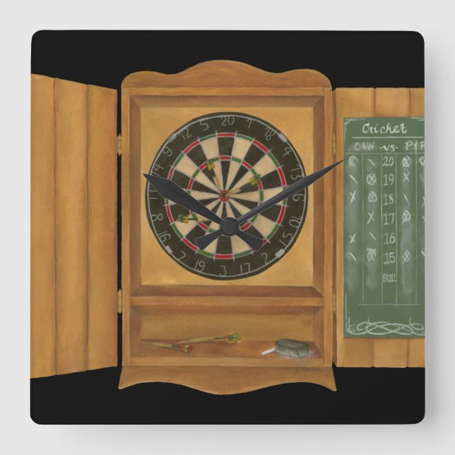 Dartboard med Cricket Scoring Fyrkantig Klocka (Framsida)