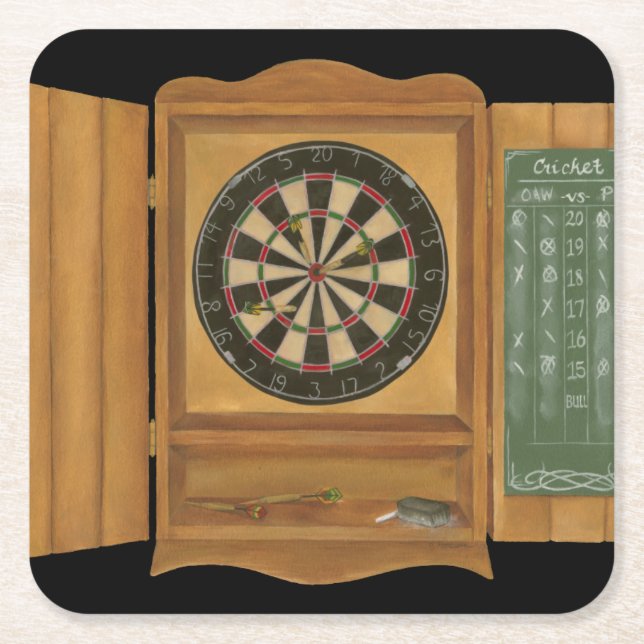 Dartboard med Cricket Scoring Underlägg Papper Kvadrat (Framsidan)