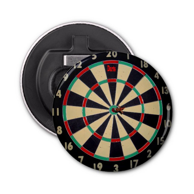 Dartboard med en dyta i Bullseye, Flaska-öppnare Flasköppnare (Framsidan)