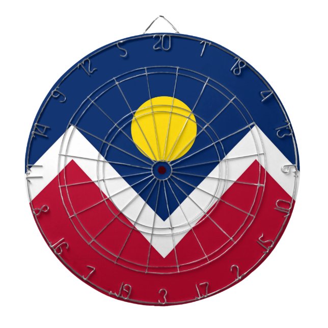 Dartboard med Flagga av Denver, Colorado, USA Piltavla (Framsidan)