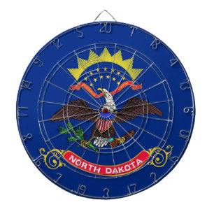 Dartboard med Flagga av North Dakota, Förenta stat Darttavla