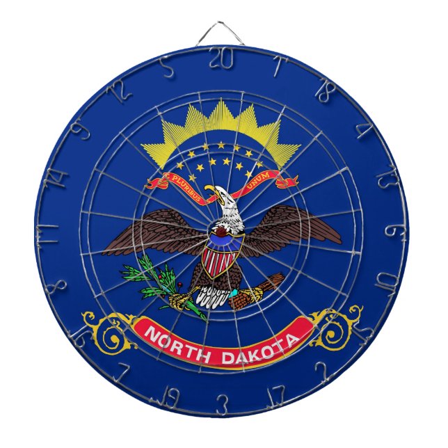 Dartboard med Flagga av North Dakota, Förenta stat Darttavla (Framsidan)