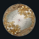 Dartboard Modern Guld Ornate Blommigt Darttavla<br><div class="desc">Snygg Modern Guld Ornate Blommigt Dartboard</div>