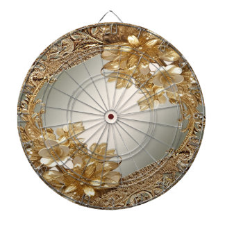 Dartboard Modern Guld Ornate Blommigt Darttavla