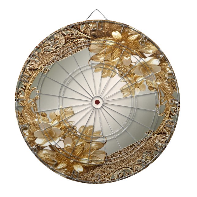 Dartboard Modern Guld Ornate Blommigt Darttavla (Framsidan)