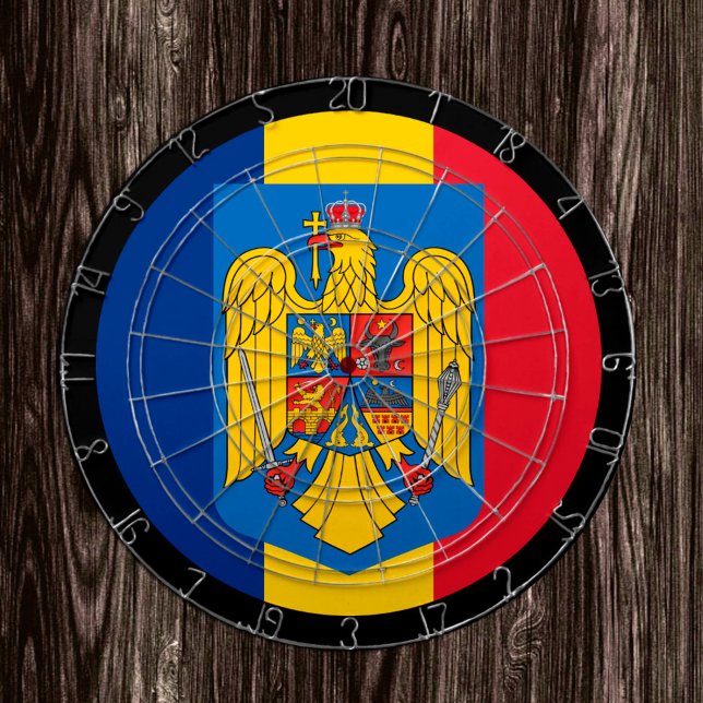 Dartboard och darts för rumänska Flagga/spelkort Darttavla (Skapare uppladdad)