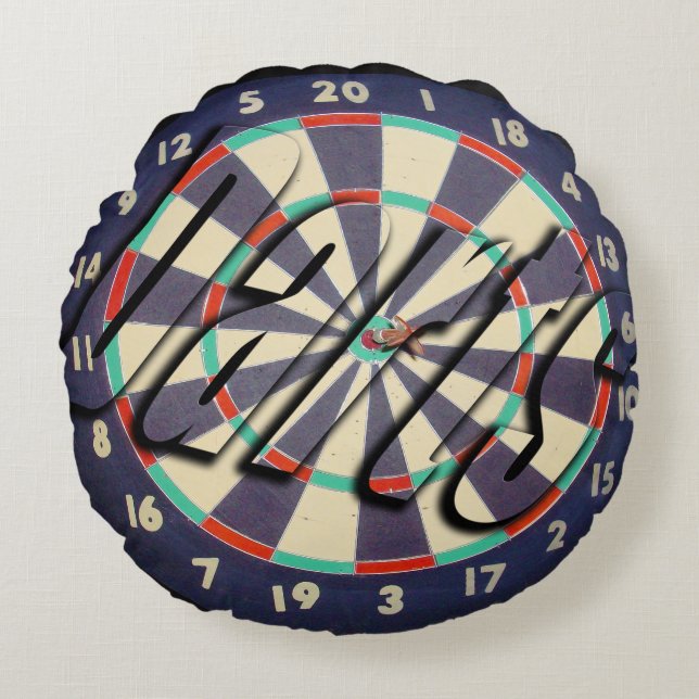 Dartboard och Darts logotyp Rund Kudde (Framsidan)