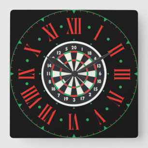 Dartboard original med romerska siffror fyrkantig klocka
