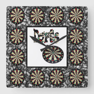 Dartboard på Black Cloud Puffs. Fyrkantig Klocka