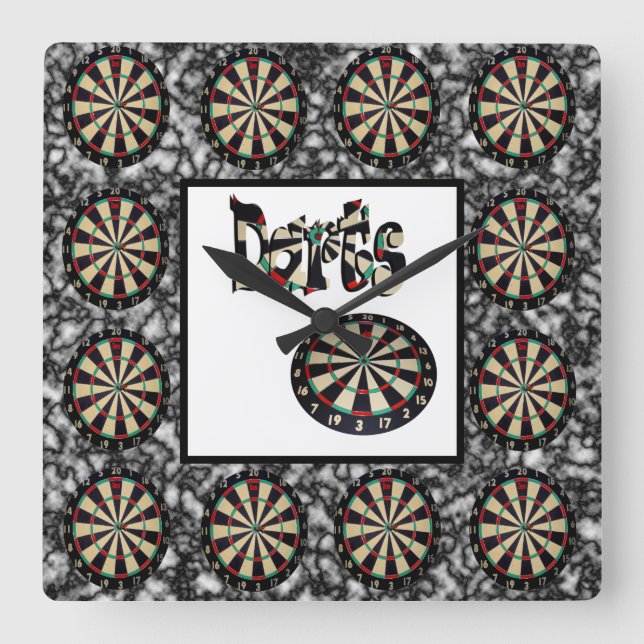 Dartboard på Black Cloud Puffs. Fyrkantig Klocka (Framsida)