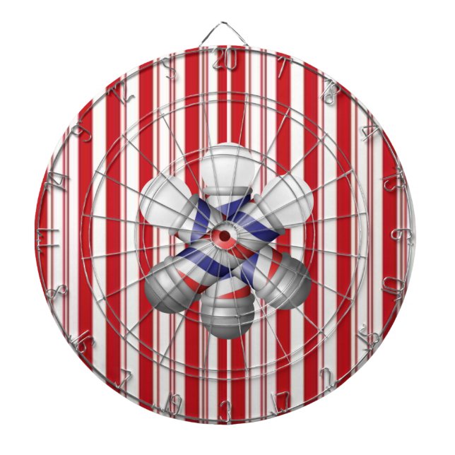Dartboard Röd & Vit Randig Barberstolpe Barberare Darttavla (Framsidan)