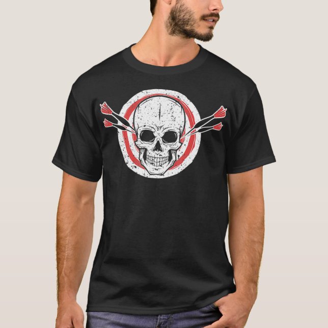 Dartboard Skeleton Darts Player T Shirt (Framsida)