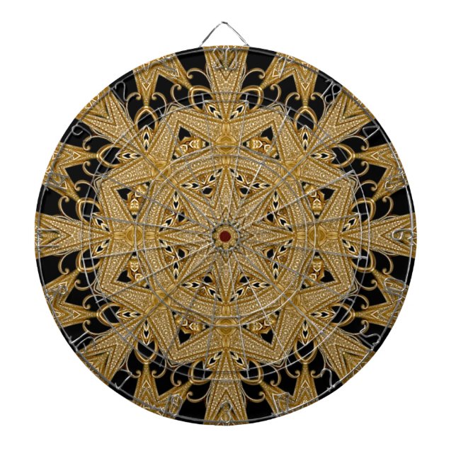 Dartboard, svart Blommigt, svart, guld Darttavla (Framsidan)