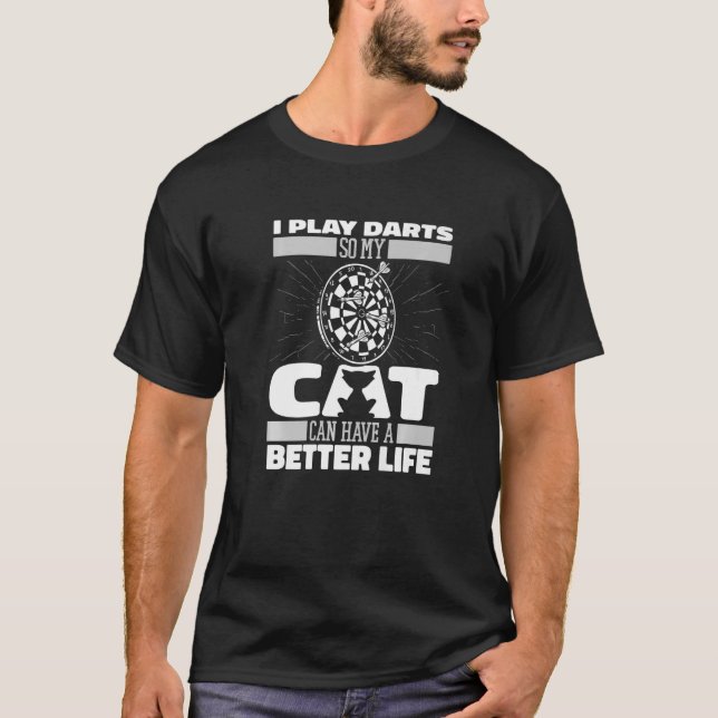 Darting Cat Arrow Dartboard Dartboard Darts T Shirt (Framsida)