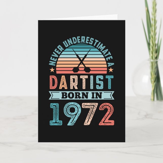 Dartist born 1972 Darts 50 Birthday Retro Gift Kort (Framsida)