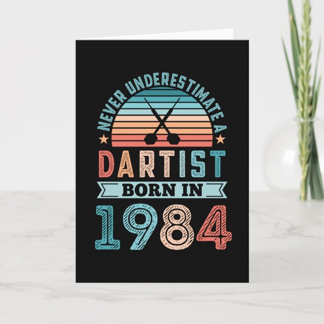 Dartist born 1984 Darts 40 Birthday Retro Gift Kort (Framsida)